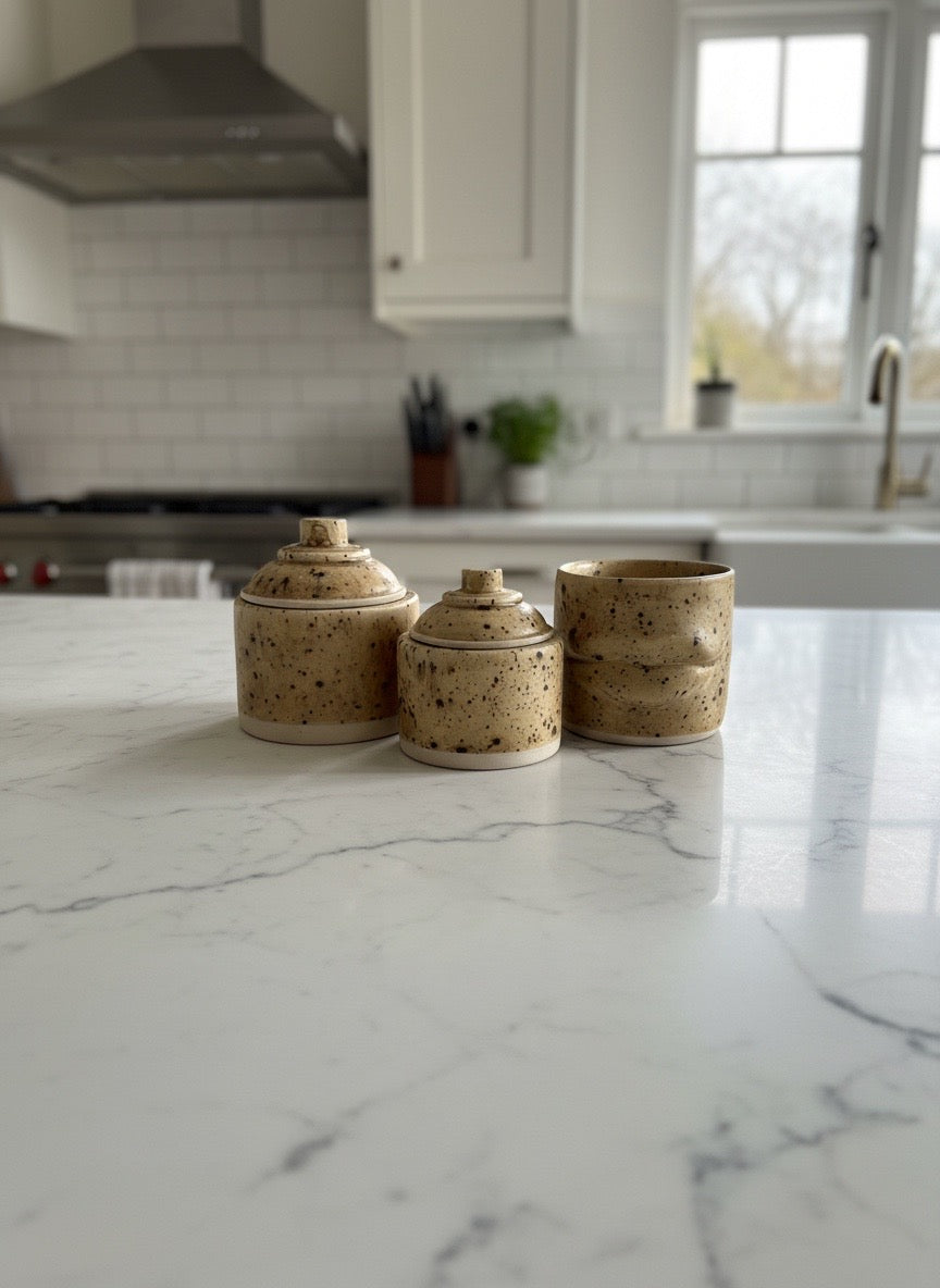 3 Piece Set. Small & mini jars and a lip planter
