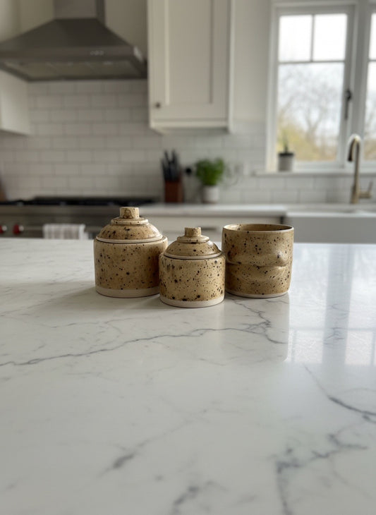 3 Piece Set. Small & mini jars and a lip planter